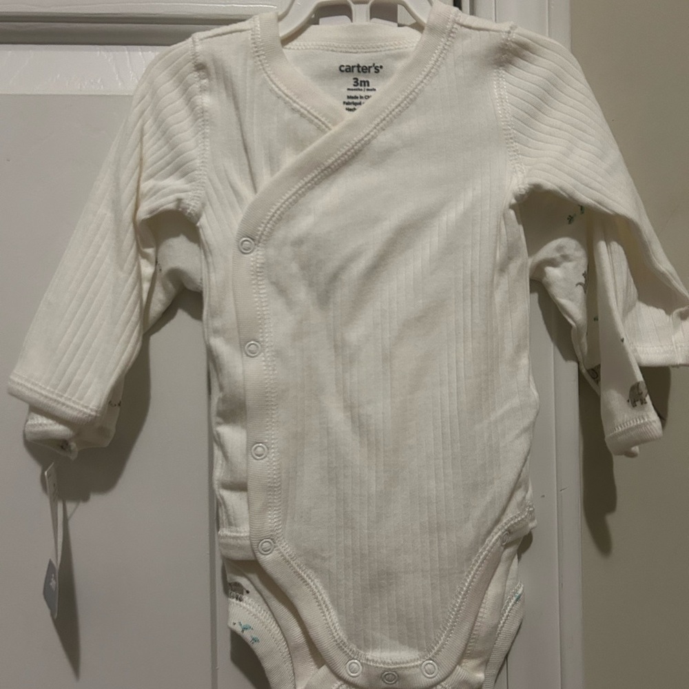 Carter's White Wrap Bodysuit with Long Sleeves